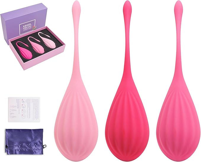 Pelvic Floor Training Weights Set for Women – 3 Level Kegel Exercise Balls for Postpartum Recovery & Bladder Support, Soft Silicone Wellness Gift