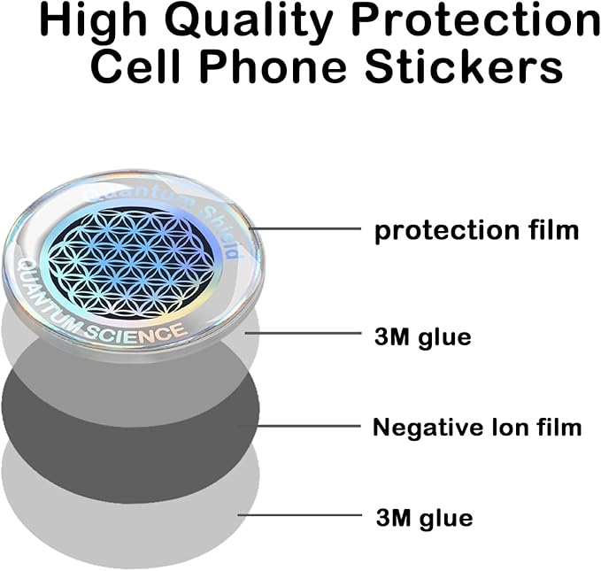 8 Pieces of Cell Phone Protection Neutralizers Stickers, Blockers Equipment Stickers for All Phones Tablets Laptops Computer WiFi All Devices Flower of Life-Silvery