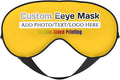 Custom Sleep Eye Mask Personalized Men Women Blindfold Design Your Own Photo Text Logo Adjustable Strap Soft Eyeshade Customized Blackout Eye Cover for Home Offices Travel Orange Yellow