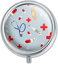 Nurse Doctor Pattern Healthcare Stethoscope Thermometer Pill Case Trinket Gift Box