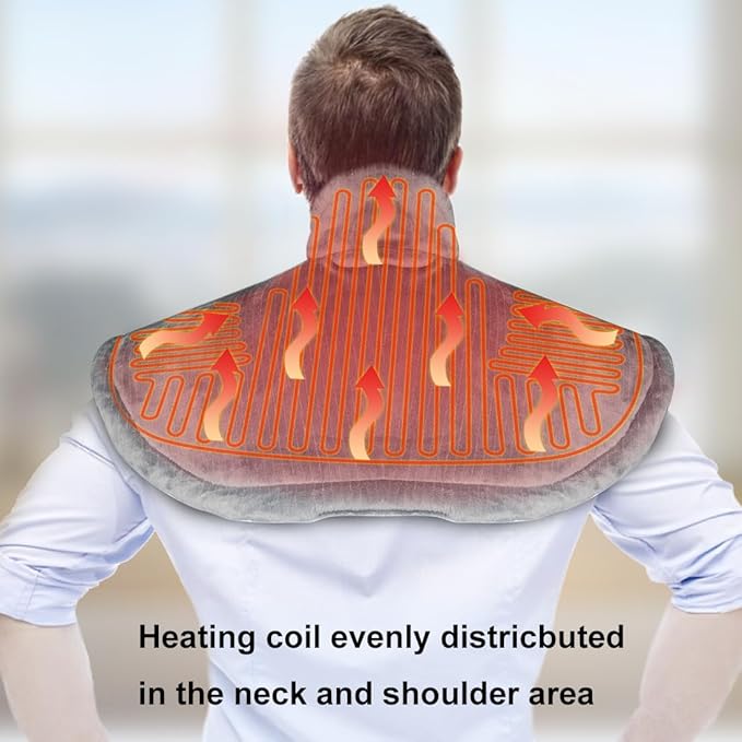 Heating Pad for Neck and Shoulder and Back,Weighted Electric Heated Wrap for Neck and Shoulder with 3 Heat Setting and Moist Heat .20 * 25, Auto Shut Off Electric Neck Heat Pad, Machine Washable