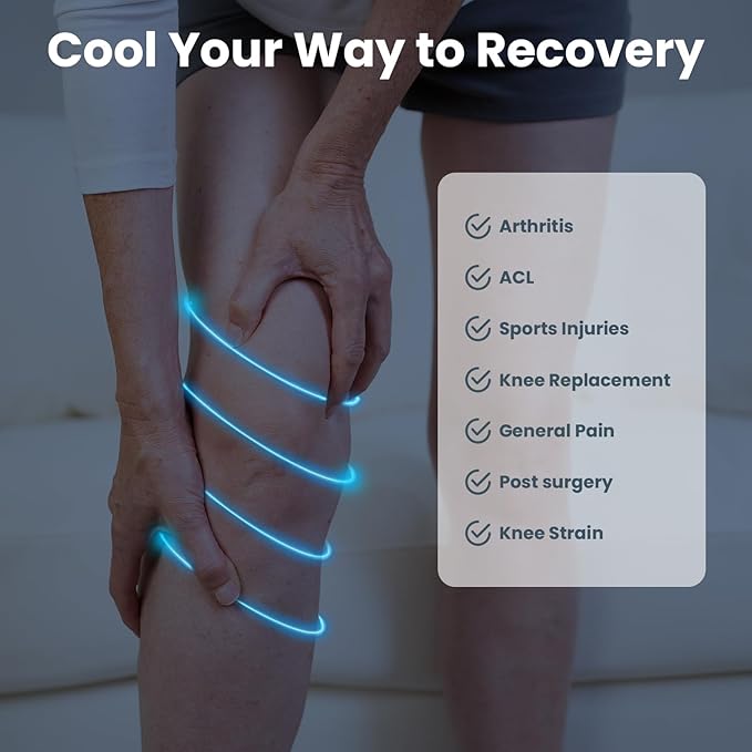 Knee Ice Pack Wrap (1 Pack) - Adjustable Ice Pack for Knees Surgery, Replacement, Arthritis Pain, ACL, Sports Injuries, Post Surgery, for Long Duration - 1 Pack (Black)