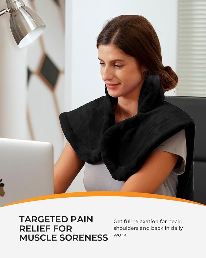 CooCoCo Heating Pad for Back Pain Relief, Electric Heat Pad for Neck and Shoulder, FSA Eligible Full Back Heated Pad, Fast Heating, ETL Certified, 24"x33", Light Black