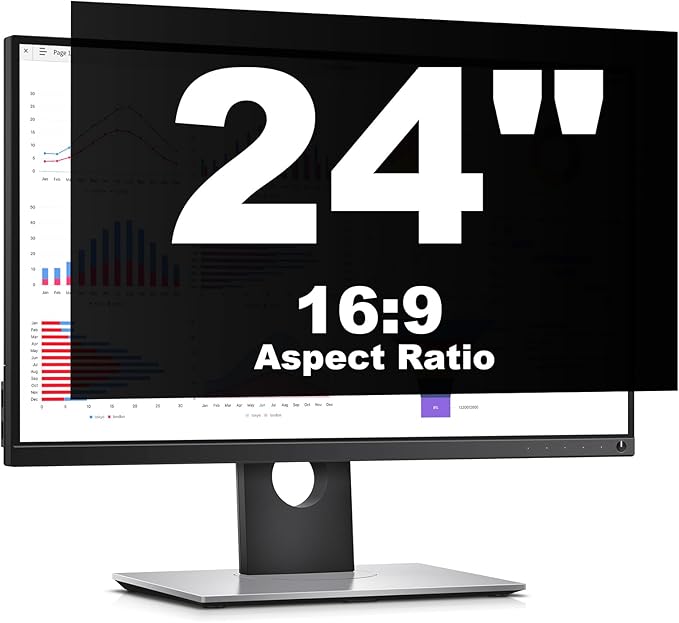 24 Inch Computer Privacy Screen Protector for 16:9 Widescreen Monitors-Anti-Glare & Blue Light Filter,Anti-Spy Film,Reduces Eye Strain (Fits Most Desktop Screens)