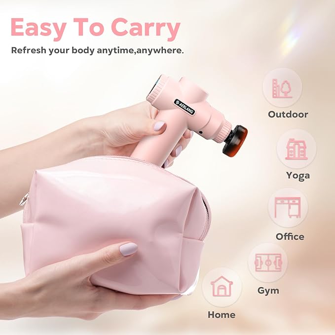 AERLANG Massage Gun with Heat Mini Massager Mothers Day Gifts for Mom Muscle Massager Back Massager for Pain Relief Deep Tissue Body Massager Handheld Massager with a Carrying Case Pink