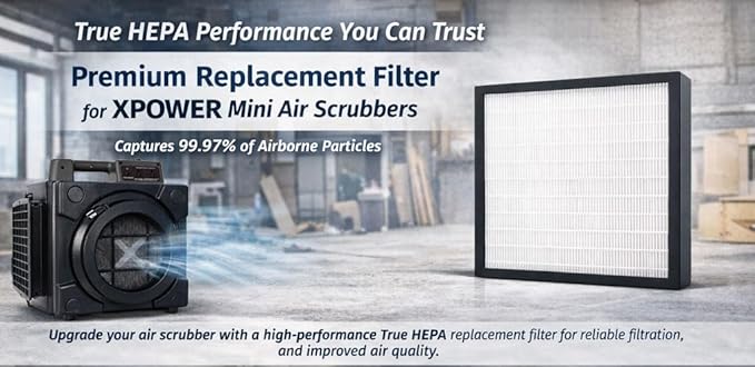 Replacement Filter Compatible with Xpower Pro Clean X-2480A & X-2580 & X-2700 Mini Air Scrubbers (Does NOT Fit Any Other Xpower Air Scrubber), Premium Replacement True HEPA filter
