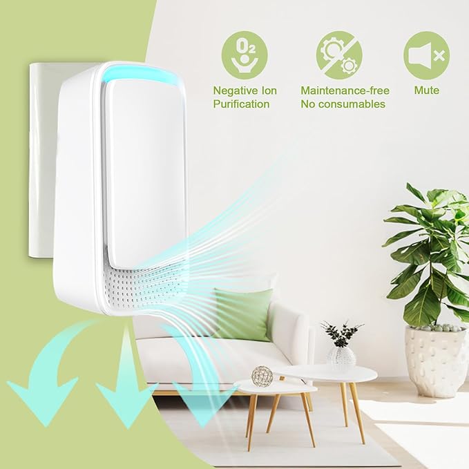 Plug-In Ion Air Purifier (4-Pack), Negative Ion Generator, Home Air Ionizer, Silent Filterless Portable Air Purifier, Odor, Pet Odor - White