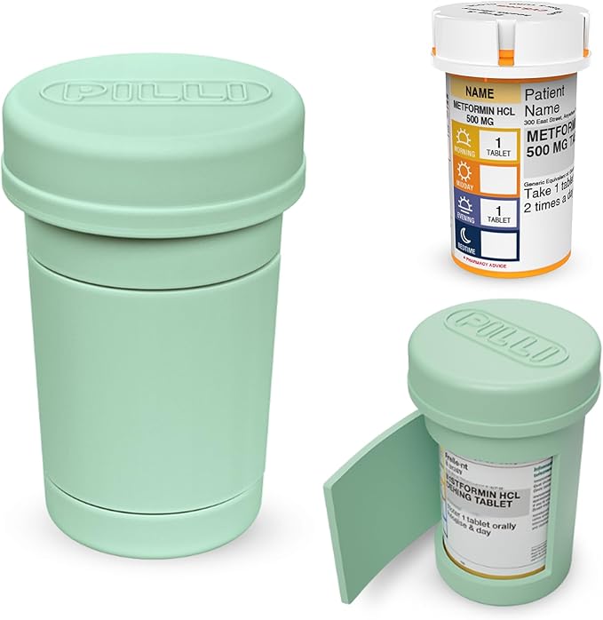 Pilli CVS Pill Bottle Decorative & Functional Cover for CVS Prescription Bottles – Prescription Pill Bottle and Cap Cover – Durable Silicone – Medication Cover – Reusable (Soft Green)