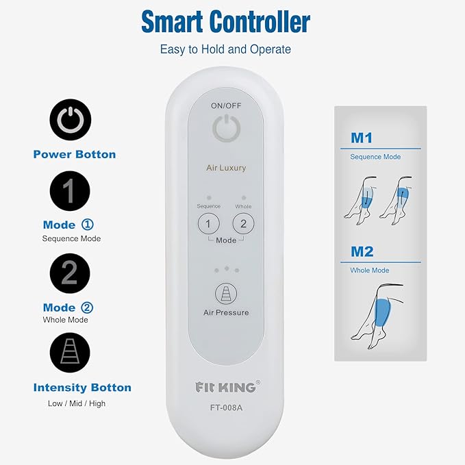 FIT KING Calf Massager for Circulation and Muscle Recovery, Air Compression Device for Calves, Relives Muscle Soreness and Swelling Pain, Helpful for Edema and RLS