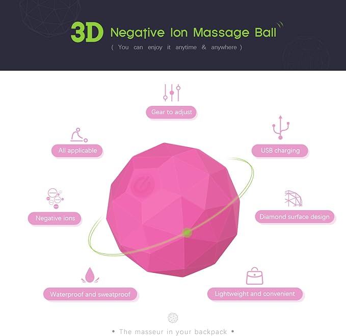 MEXITOP Electric Vibrating Massage Ball, 2-Speed Fitness Yoga Pilates Physical Therapy Massage Roller to Fight Sore Muscles,Washable Negative Ion Vibration Massages Ball for Muscle Recovery(Red)