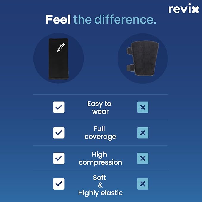 REVIX Shin Splint Relief Ice Packs, Calf Compression Sleeve for Legs Reusable Ice Pack for Elbow, Arm & Knee Pain Relief, Hot Cold Therapy for Sports Injury Recovery & Sprains