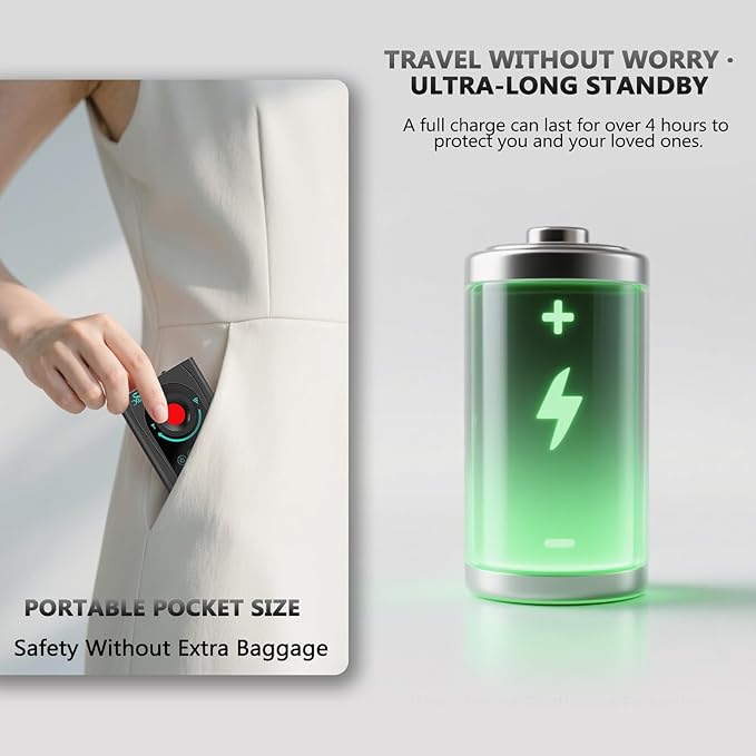 Hidden Spy Camera Detector, 2025 Upgraded GPS Tracker Detector, RF Signal & Bug Sweeper Detector, Smart Anti-Spy Device for Travel, Hotel, Bathroom & Car Security
