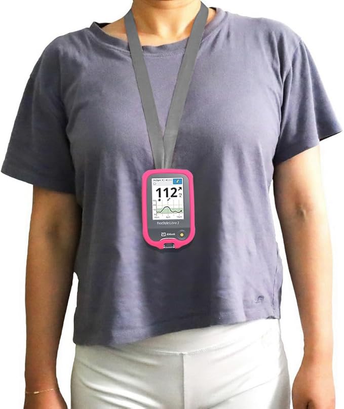 Premium Silicone Protective Cover Set (Screen Protector +Lanyard + Lanyard Patch) for Freestyle Libre 3/ Freestyle Libre 2 (Continuous Glucose Monitor) (HOT Pink)