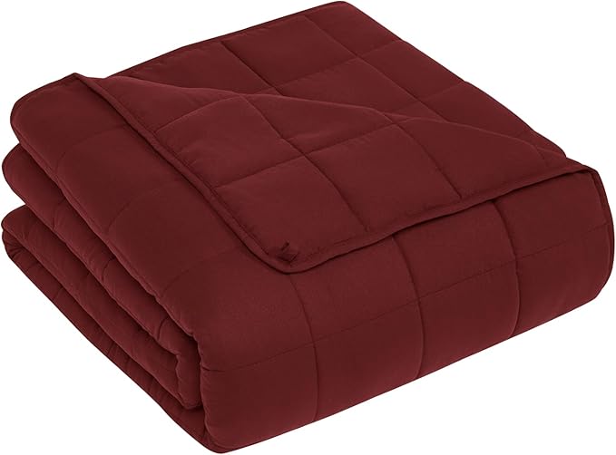 CuteKing Weighted Blanket for Adults: Weighted Blanket with Premium Glass Beads - Breathable Heavy Blanket for Comfort Sleep - Thick Blanket for Adult All Season (25lbs, 88"x104", Claret Red)