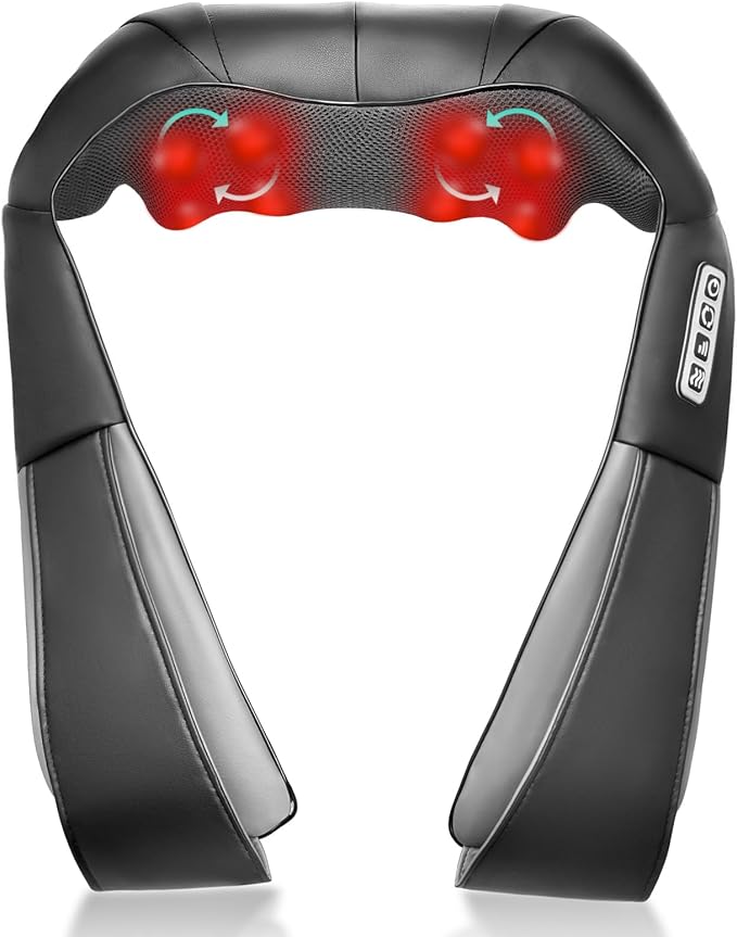 Shiatsu Back and Neck Massager with Heat, Deep Tissue Kneading Back Massager for Pain Relief