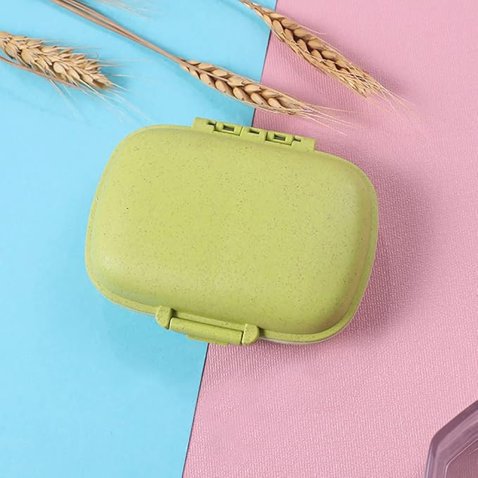 Travel Pill Organizer 8 Compartments Portable Pill Box Medicine Organizer Small Daily Pill Case Medicine Container for Pocket Purse (Green)