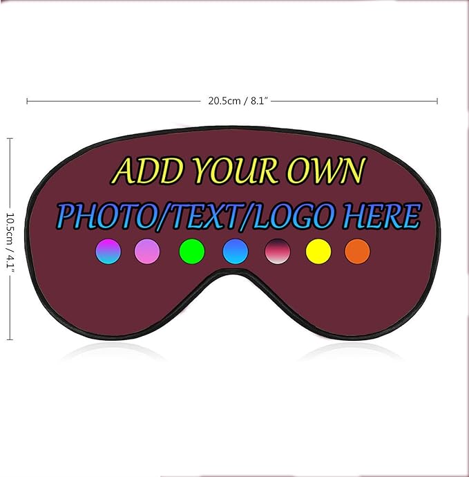 Personalized Eye Mask, Custom Eyeshade Blindfold Add Your Design Image Text Customized Eye Cover with Adjustable Strap for Sleeping Travel Work Naps Blocks Light, Vermilion