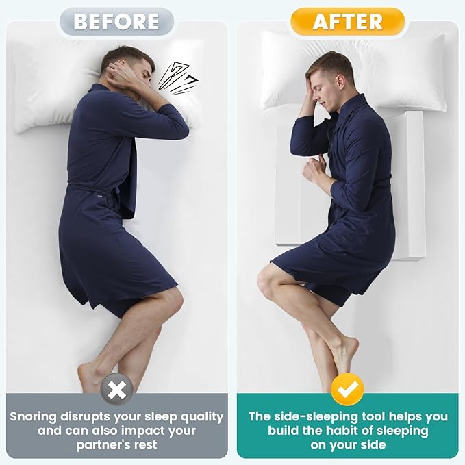 Side Sleeping Trainer Anti Snoring Devices, Anti snoring Pillow 3-Set Solution, Alleviate Snoring by Relaxed Throat Tissues, Lightweight & Comfortable
