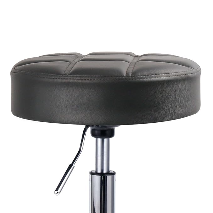Leopard Round Rolling Stools, Adjustable Work Medical Stool with Wheels (Grey)