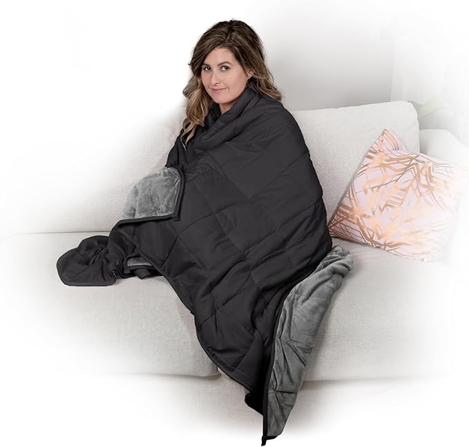Ella Jayne - Luxury Collection Reversible Weighted Blanket for Adults, Queen, King, Twin Sizes, Heavy Black - 12lb