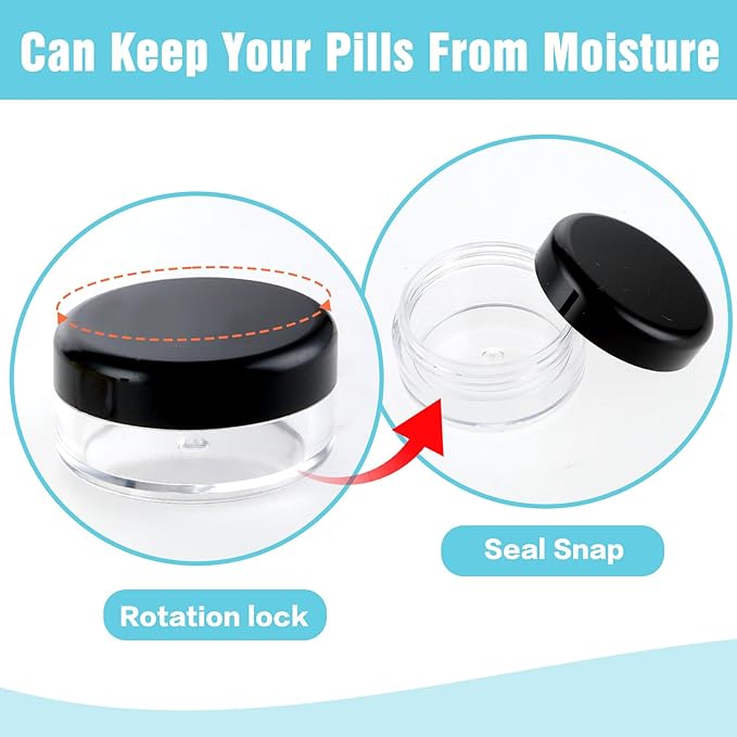 12Pcs Small Pill Box, Portable Travel Mini Pill Organizer Box Daily Medicine Case Holder for Pocket Purse Briefcase Cod Liver Oil Storage Container (Black/Purple/Orange/Blue/Yellow/Pink)