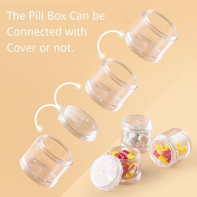 Stackable Pill Organizer, 7-Days Travel Pill Case, Pill Box for Pocket, Portable Medicine Vitamin Container Holder Orange