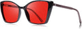 Women's Sleep Blue Light Blocking Glasses, Cat Eye Computer Gaming Glasses Anti Eyestrain & UV Glare (Red Lens Black Frame)