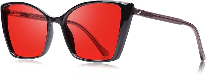 Women's Sleep Blue Light Blocking Glasses, Cat Eye Computer Gaming Glasses Anti Eyestrain & UV Glare (Red Lens Black Frame)
