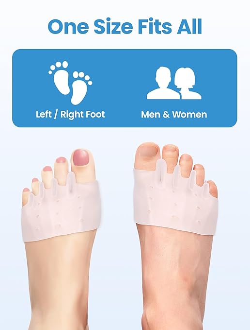 Toe Separators - Podiatrist Recommended, Toe Spacers for Men and Women, Breathable Bunion Corrector, Plantar Fasciitis(2 Pair)