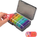 Travel Weekly Pill Organizer Case, 14 Compartments Travel Pill Box Dispenser, Portable Daily Pill Container for Carry Storage Medicine, Vitamin, Supplement, Fish Oil, Cod Liver Oil, Capsules