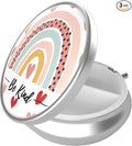 Pill Box, 3 Compartment Portable Travel Medicine Box with Mirror, Compact and Cute, Fits in Purse and Pocket, Medicine and Vitamin Organizer (Rainbow)