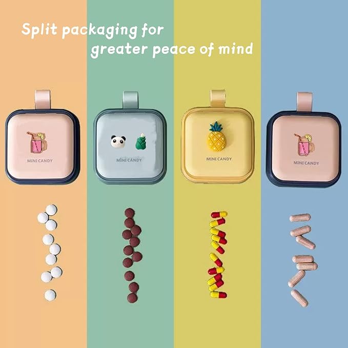 Pill Dispenser, Cute Design, Portable Dispensing Box, Sealed and Moisture-Proof, 2.75 * 3.34 Inches. (Yellow)