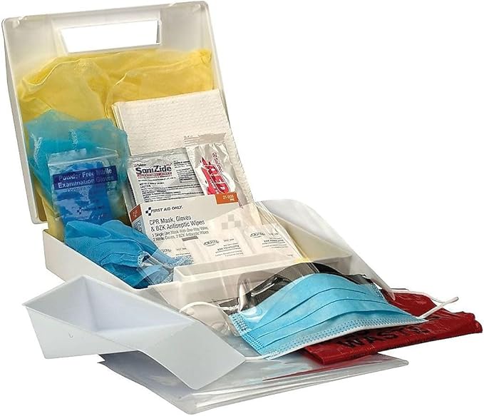 First Aid Only 216-O Blood Pathogen Clean Up Kit with 6-Piece CPR Pack, 29-Piece Body Fluid Clean Up Kit in Plastic Case