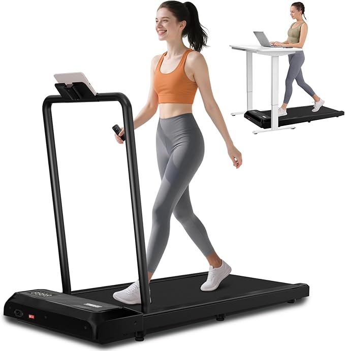 Walking Pad Treadmill, 3 in 1 Under Desk Treadmill for Home Office w/2.5HP Motor/4.0MPH/45dB, Walking Pad w/Safety Handle/Remote/LED Display, Portable Treadmills Supports Up to 300lbs