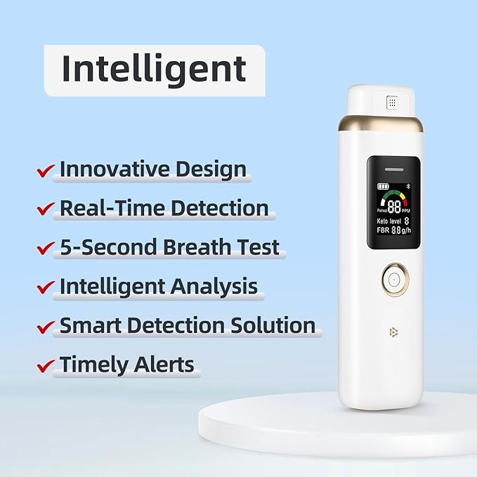 Ketone Breath Monitors for Ketosis Tracking - Ketone Monitoring Breath Analyzer Ketosis Tester | Portable, Professional-Grade Ketone Breath Meter - Accurately Monitor Ketonsis in Your Breath