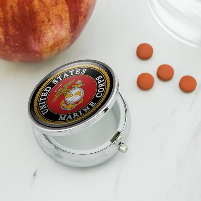 GRAPHICS & MORE Marines USMC Emblem Black Yellow Red Officially Licensed Multi-Purpose Pill Case