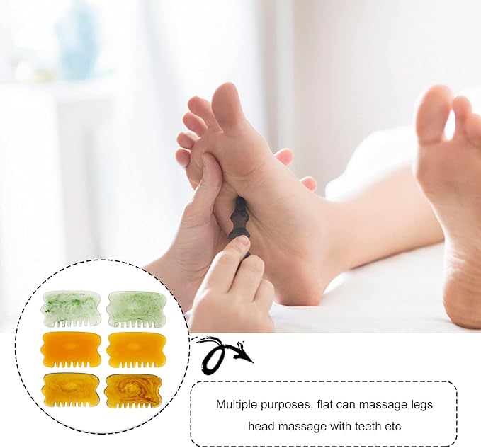 Healifty 6pcs Multifunctional Gua Sha Scraping Comb Scalp Massager Massage Tool for Head Legs and Muscle Relaxation Improves Relieves Stress and Pain