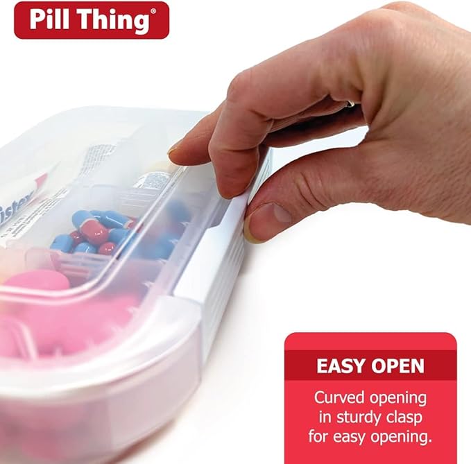 8 Time a Day Travel Sized Pill Case with Large Compartments and Airtight Seal, Adjustable Dividers, Silicone Gasket Waterproof Med Box, Numbered Stickers and Medication Map (Clear, 4 Pack)