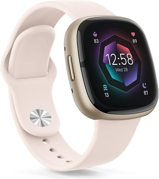 AK Silicone Bands Compatible with Fitbit Versa 4 Bands & Fitbit Sense 2 Bands for Women Men, Soft Straps Replacement Wristbands for Fitbit Versa 3 & Versa 4 / Sense & Sense 2 Smart Watch (Sand Pink)