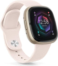 AK Silicone Bands Compatible with Fitbit Versa 4 Bands & Fitbit Sense 2 Bands for Women Men, Soft Straps Replacement Wristbands for Fitbit Versa 3 & Versa 4 / Sense & Sense 2 Smart Watch (Sand Pink)