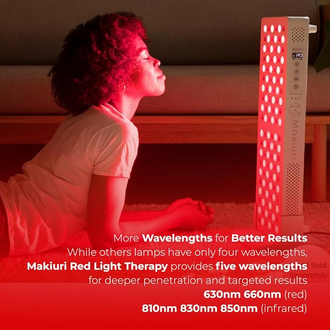 Makiuri Red Light Therapy Panel for Face & Body | 630 nm, 660nm, 810nm, 830nm, 850nm | Clinical Grade Red & Near-Infrared LED Light Therapy (5 Wavelengths) | High Irradiance | Venus (120 LED)