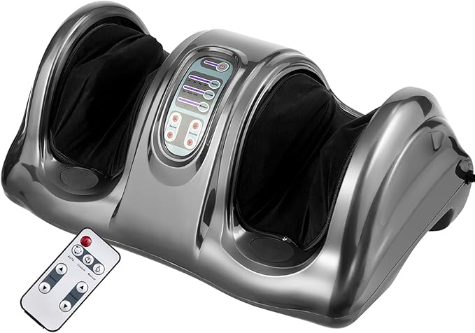 Giantex Shiatsu Foot Massager Machine for Feet, Nerve Pain Therapy Spa Gift Deep Kneading Rolling Massage for Leg Calf Ankle, Electric Shiatsu Foot Massager w/Remote, 4 Modes, Gray