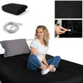 Grounding Fitted Sheet Full - 10% Conductive Silver, 90% Cotton, 400 Thread-Count Luxurious Feel, Earthing Sheet for Better Sleep (Black, Full)