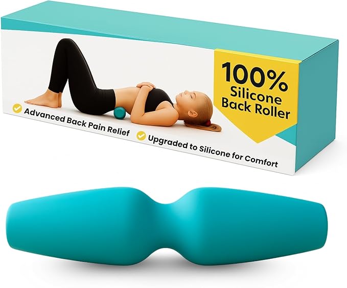 Foam Back Roller for Back Pain Relief – Upgraded 100% Flexible Silicone that Wraps Around the Spine, Softer Than Hard Foam Rollers, but Firm Enough for Deep Muscle Relief