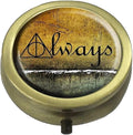Always Custom Bronze Pill Box/Pill Case-Round Pill Box/Case- Three-Compartment Pill Box/Pill Case