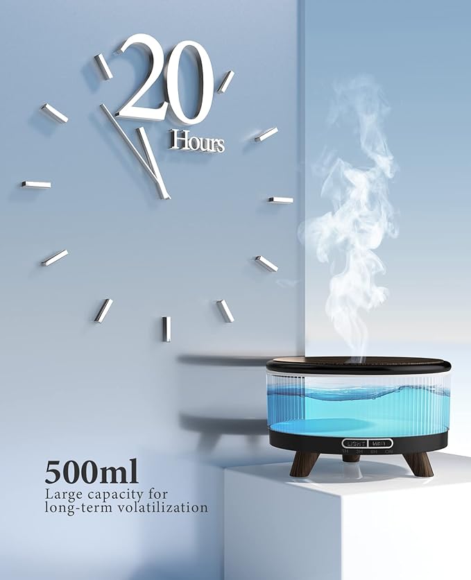 Diffusers for Essential Oils Large Room with Remote, 500ml Aromatherapy Diffuser, 7 Colors Changed Black