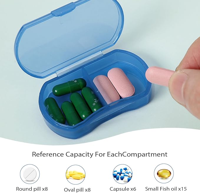 12PCS Pill Case Organizer Pocket Small Pill Holder, Daily AM & PM containers, Medicine Holder, Ideal for Medication, Vitamin, Supplement, Perfect for Travel, Ideal for Purse