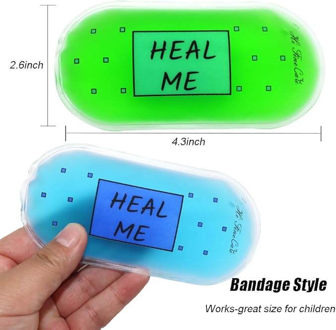 Boo Boo Ice Pack for Kids, Small Ice Pack for Injuries Cold Compress Gel Pack Cold Therapy for Scrape Knee, Bump Head, Hurt Elbow, Hit Thumb (4 Count (Heal me))