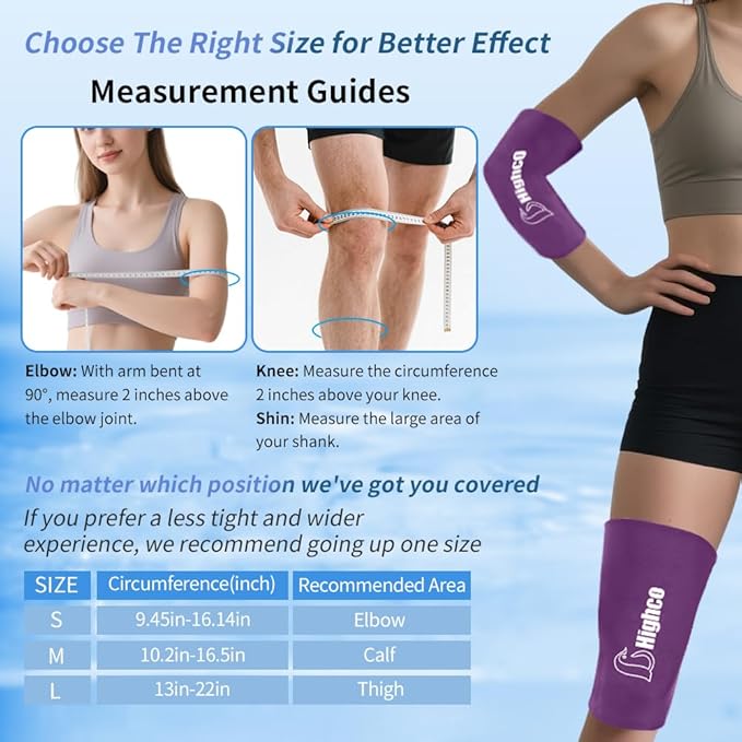 Pack of 1,Elbow Gel Ice Packs Freeze Sleeve for Injury Hot & Cold Compression,360° Coverage Ice Knee Sleeve Cold Wrap for Sprains, Arthritis, Elbow Pain, Tendonitis(Dark Purple, S)