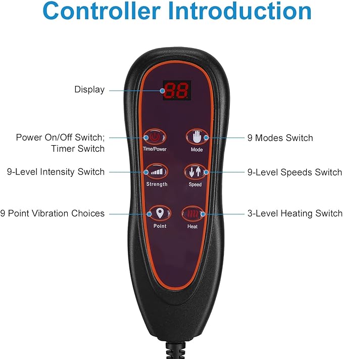 Full Body Massage Mat with Heat, Multiple Modes Vibration Massage Pad Neck Massager Lumbar Pillow Massage Mats for Full Body with 10 Vibration Motors 3 Timers for Home Office Use